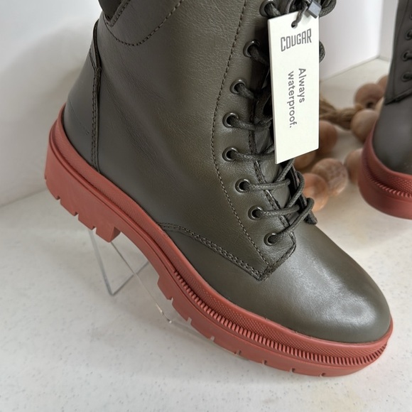 COUGAR Women's Saydee Leather combat boot Sz 7/ Olive - Picture 5 of 15